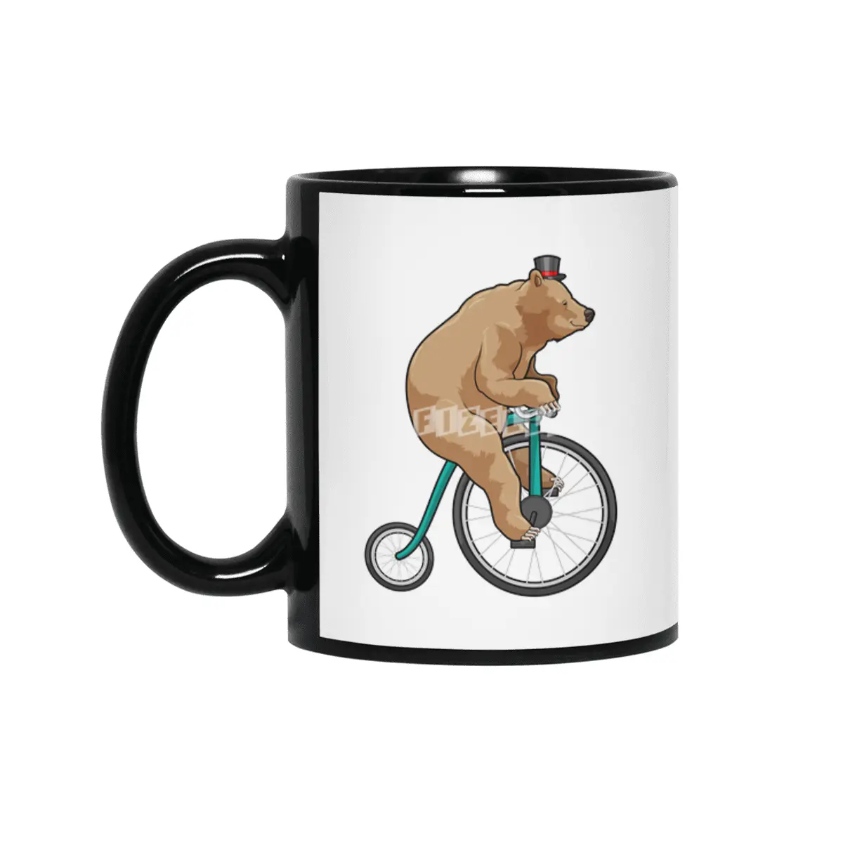 Bear at Circus with Bicycle Siyah Kupa
