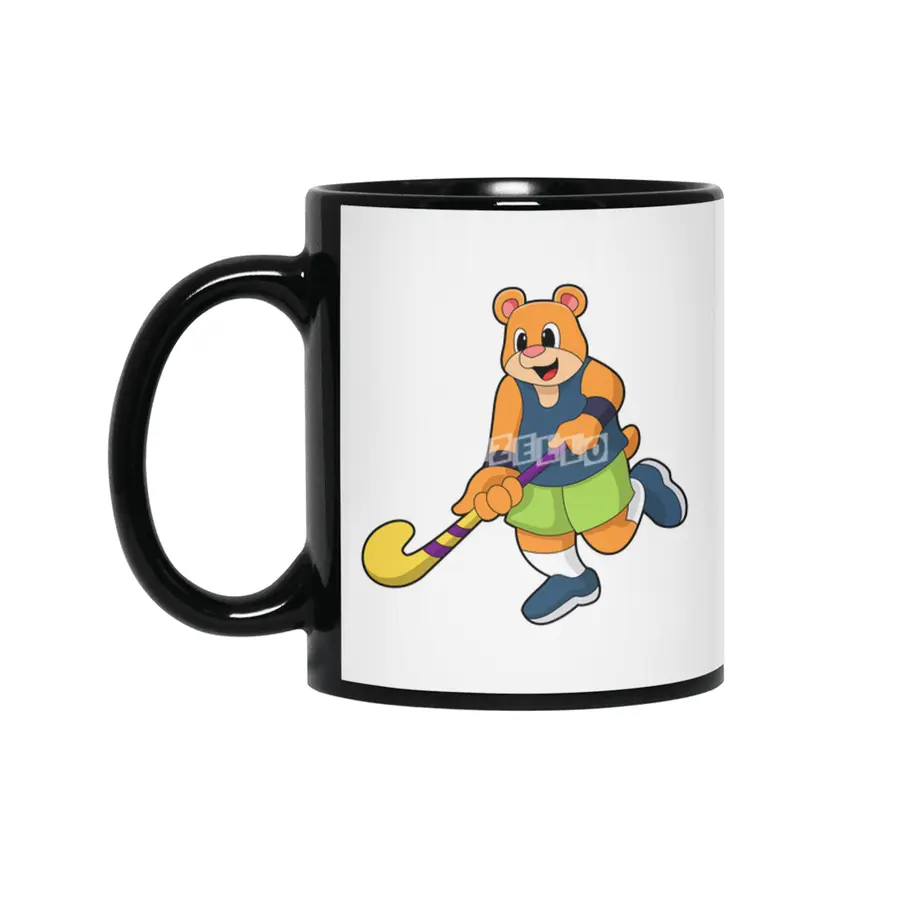 Bear at Hockey with Hockey bat Siyah Kupa