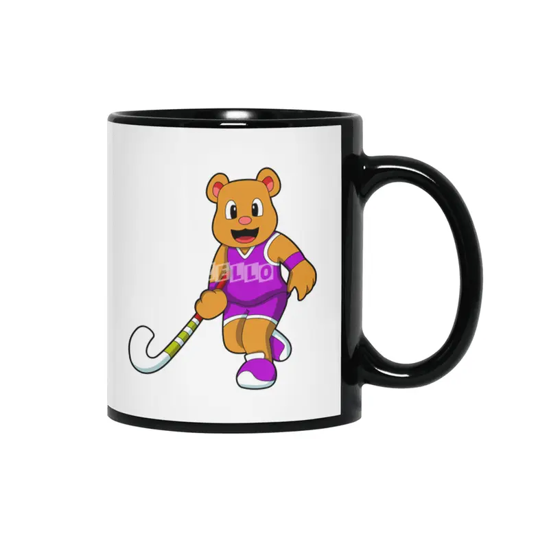 Bear at Hockey with Hockey stick Siyah Kupa
