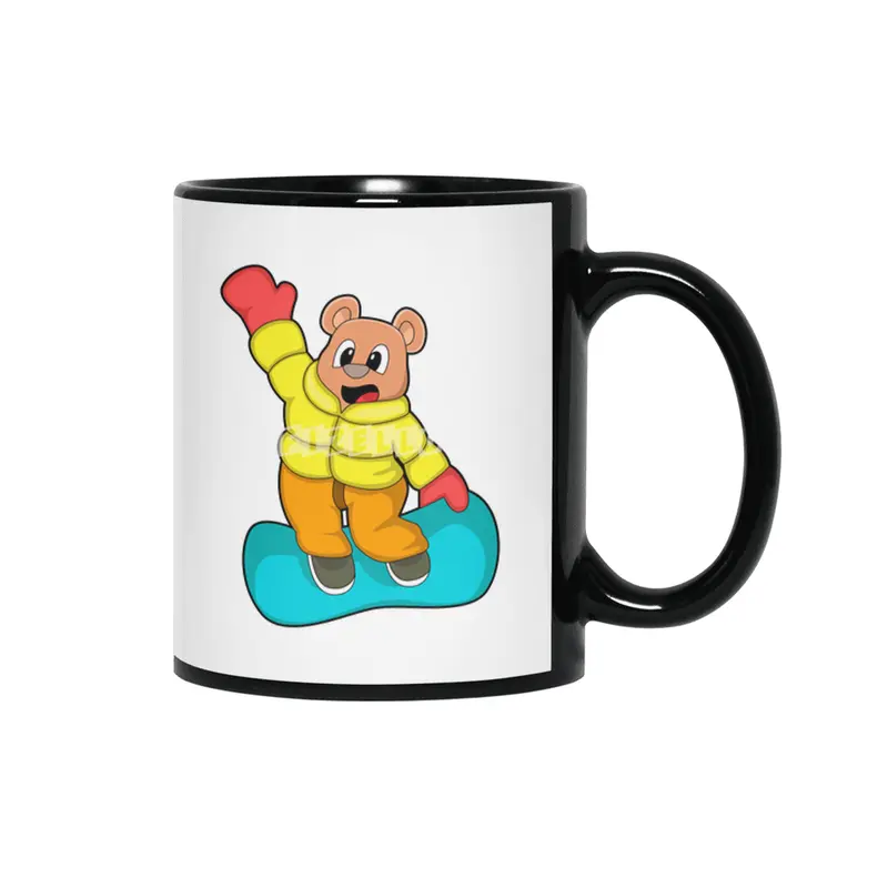 Bear at Snowboard Sports Siyah Kupa