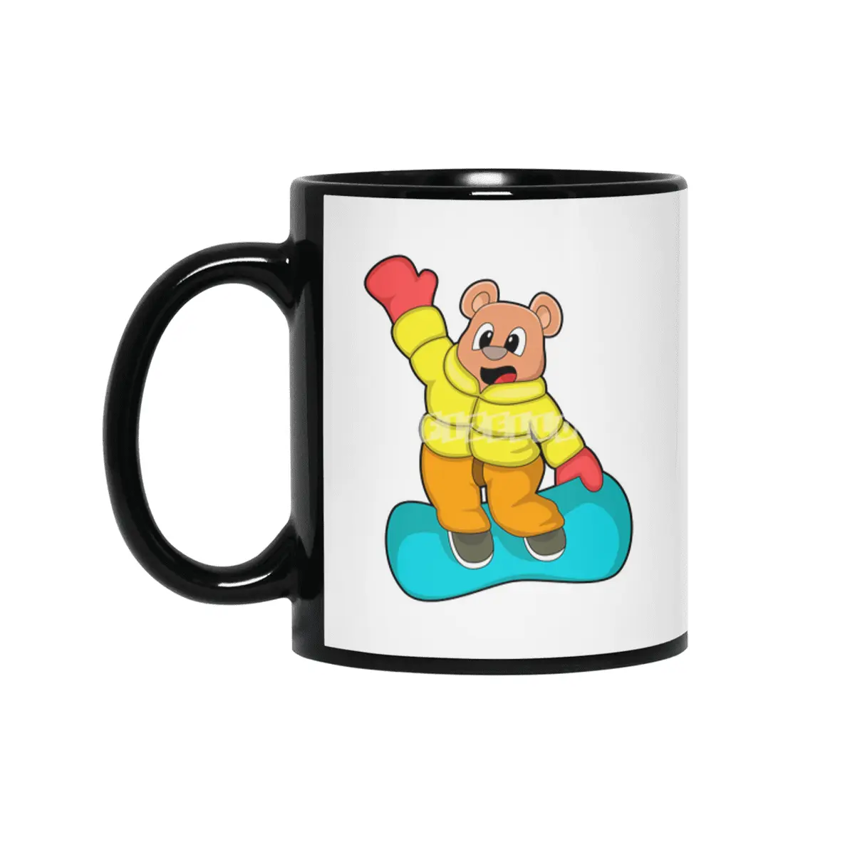 Bear at Snowboard Sports Siyah Kupa