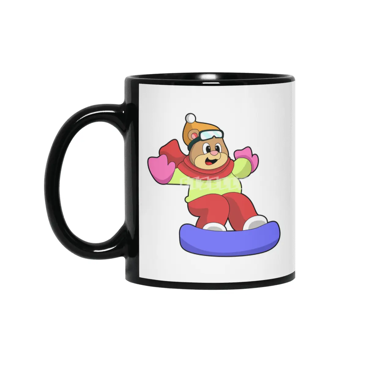 Bear at Snowboarding with Snowboard Siyah Kupa