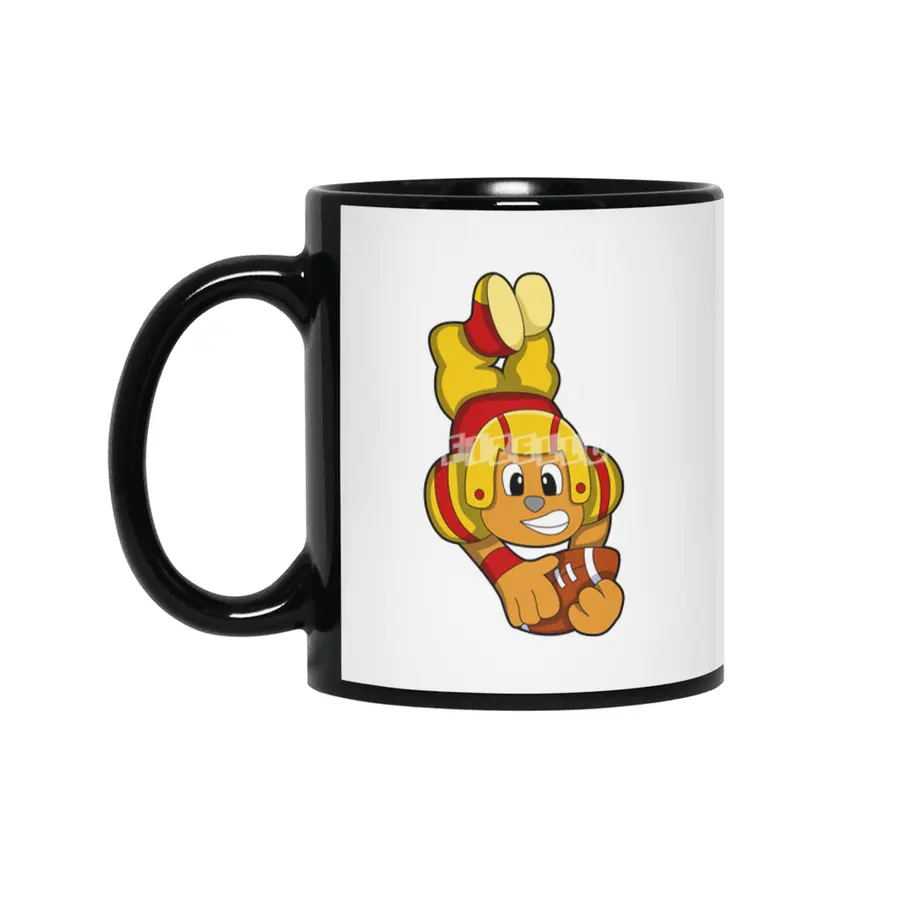 Bear at Sports with Football & Helmet Siyah Kupa