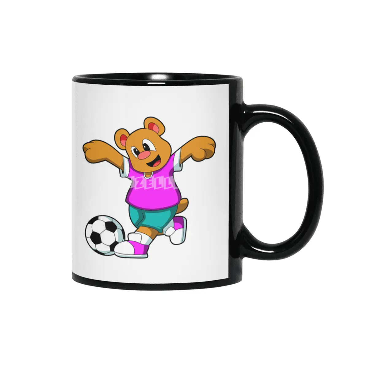 Bear at Sports with Soccer Siyah Kupa