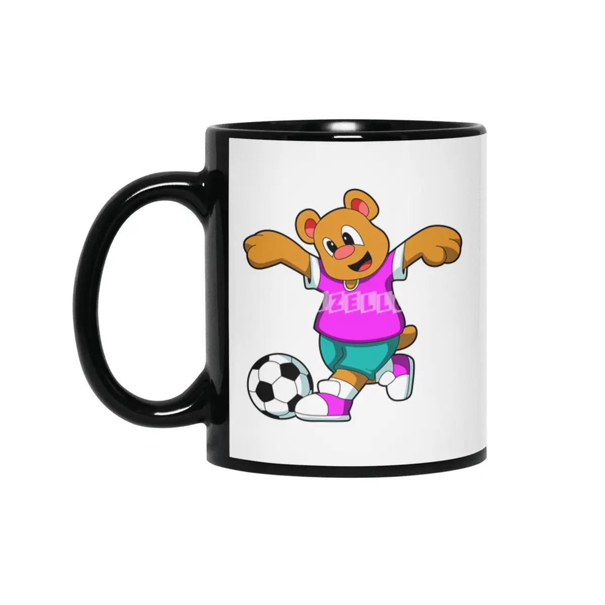 Bear at Sports with Soccer Siyah Kupa