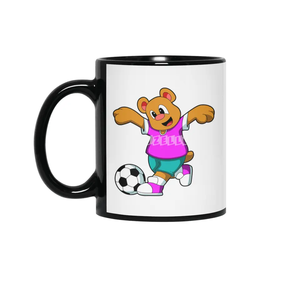 Bear at Sports with Soccer Siyah Kupa