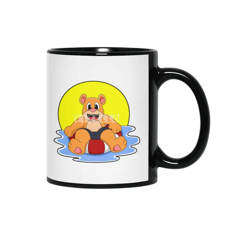 Bear at Swimming with Swim ring Siyah Kupa