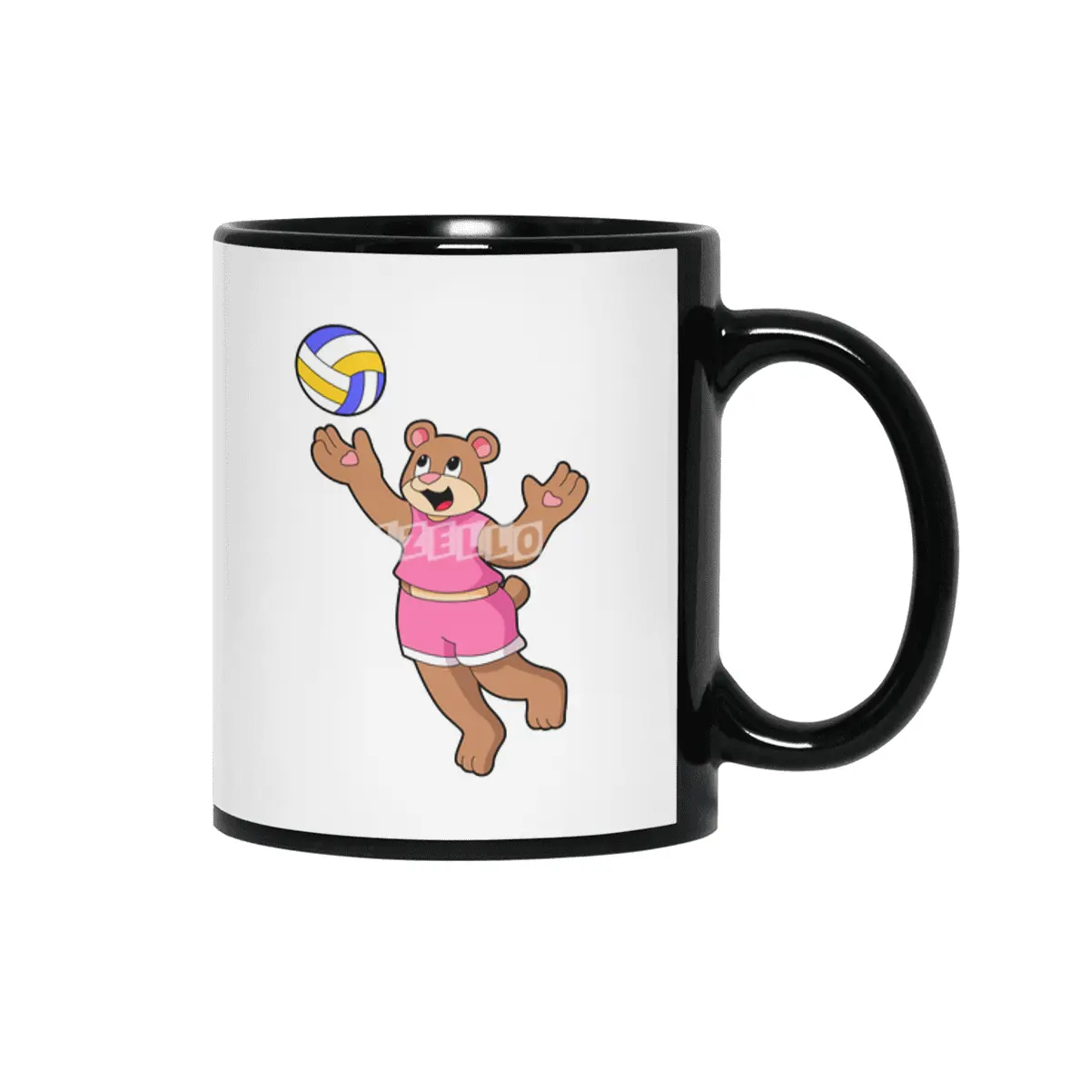 Bear at Volleyball Sports Siyah Kupa