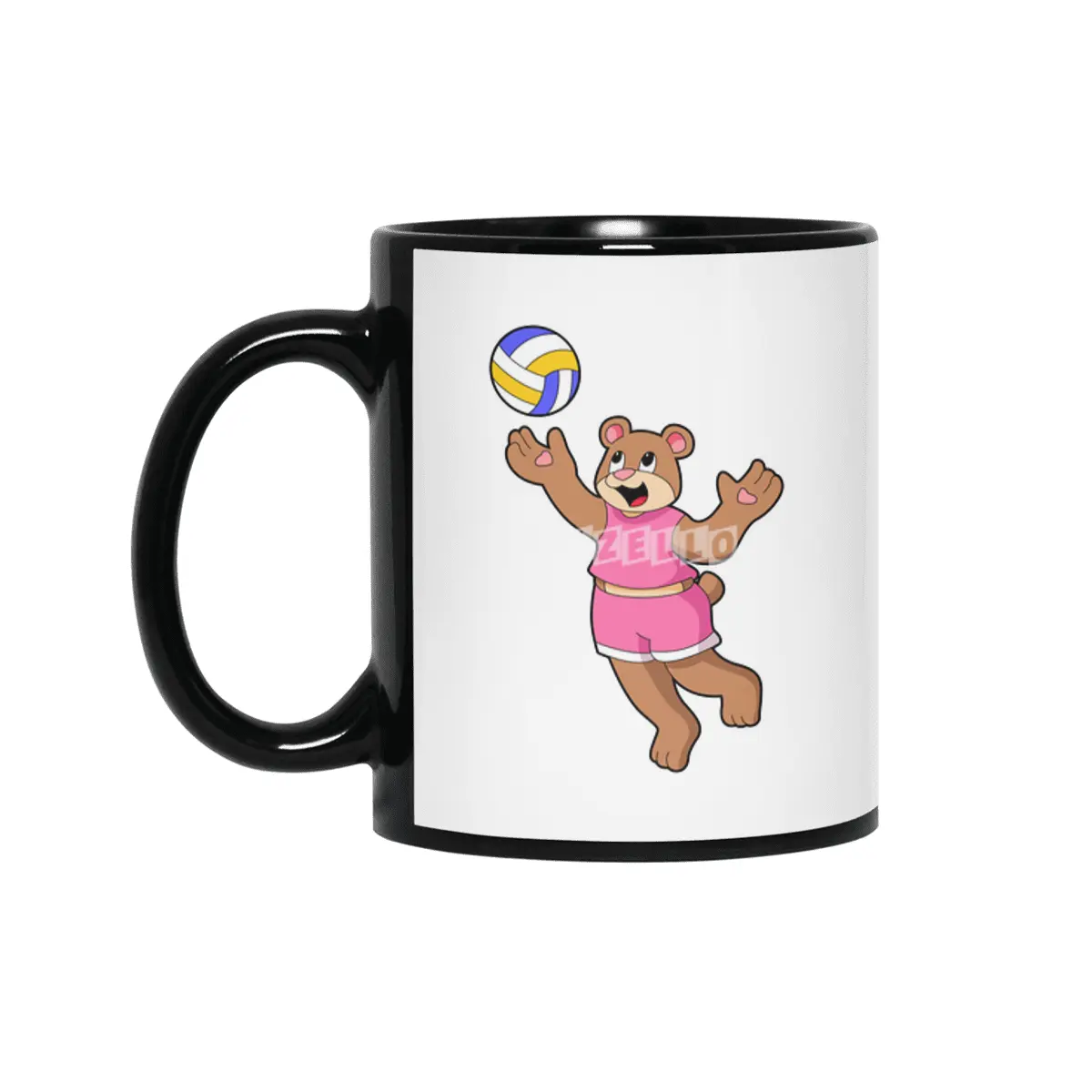 Bear at Volleyball Sports Siyah Kupa