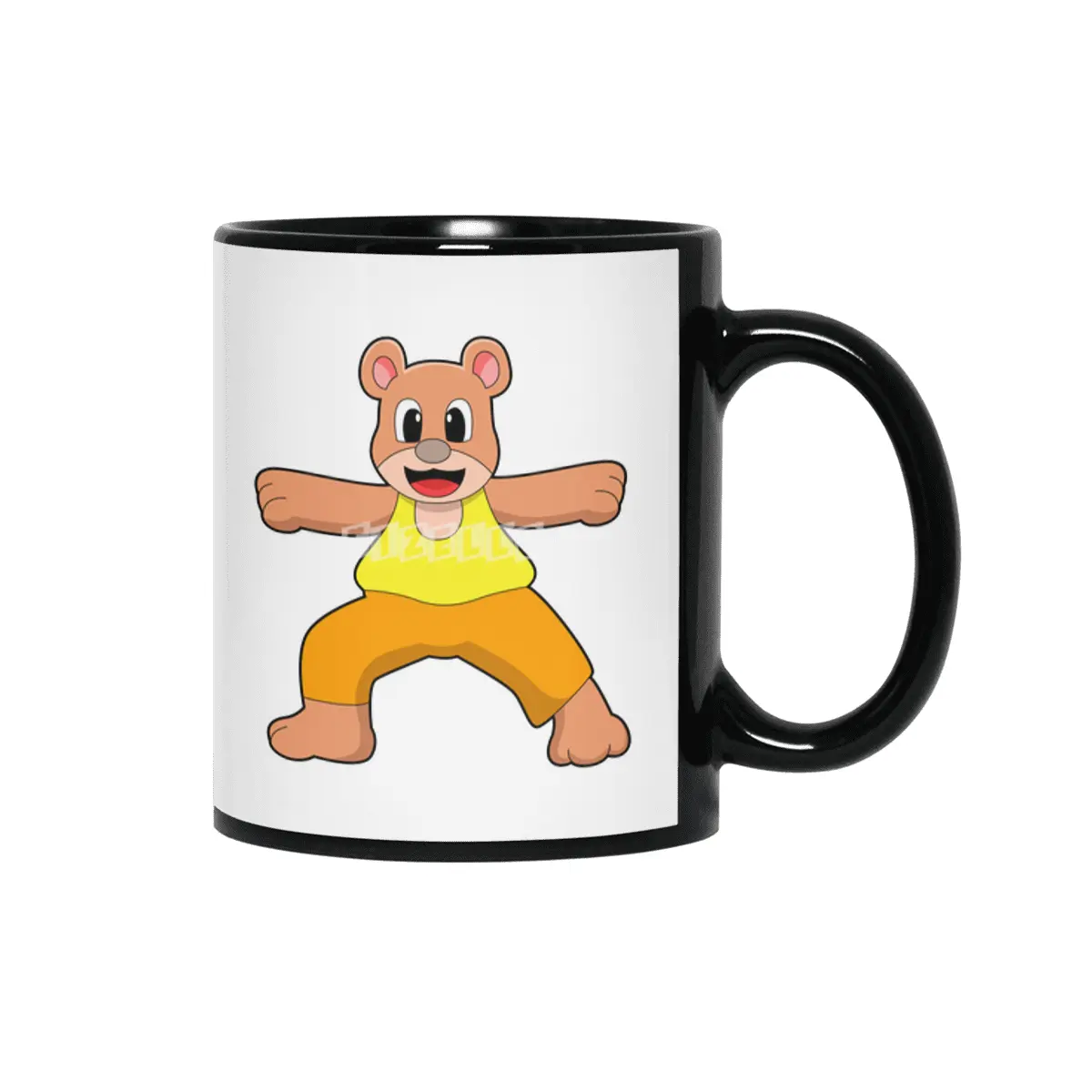 Bear at Yoga in Standing Siyah Kupa
