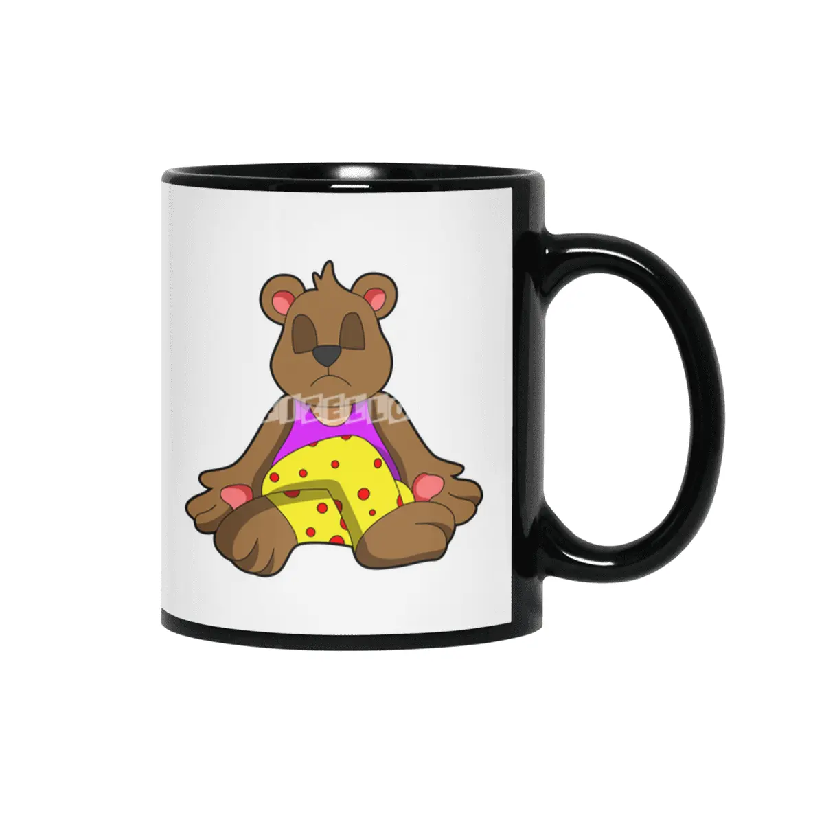 Bear at Yoga with Legs crossed Siyah Kupa