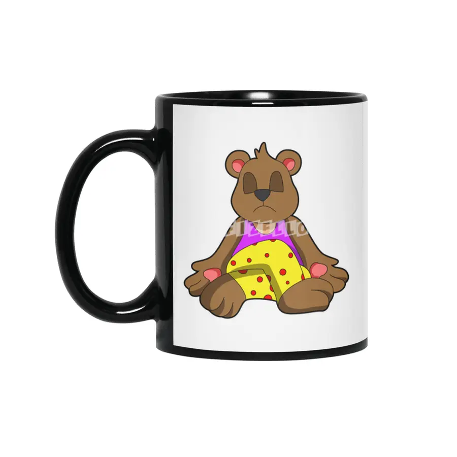 Bear at Yoga with Legs crossed Siyah Kupa