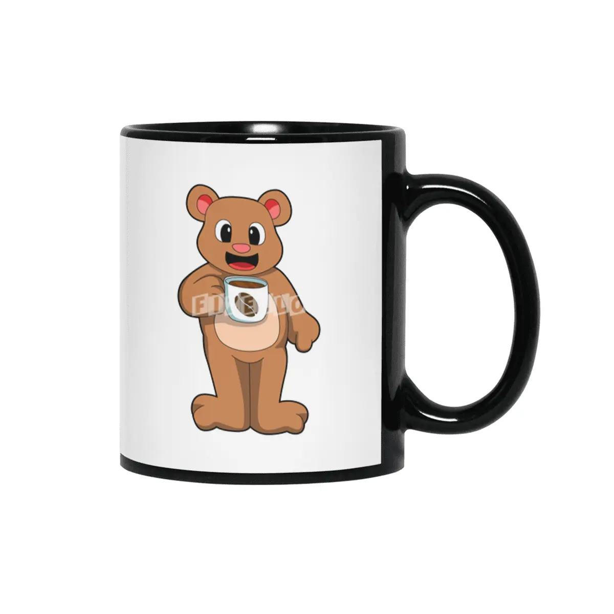 Bear with Cup of Coffee Siyah Kupa