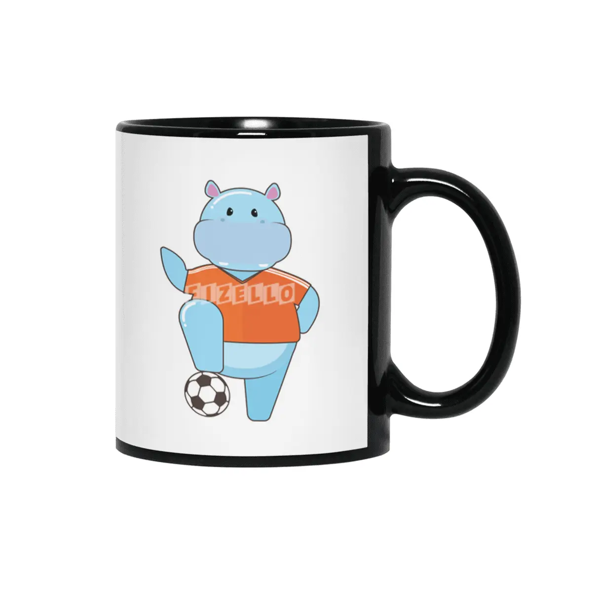 Hippo as Soccer player with Soccer ball Siyah Kupa