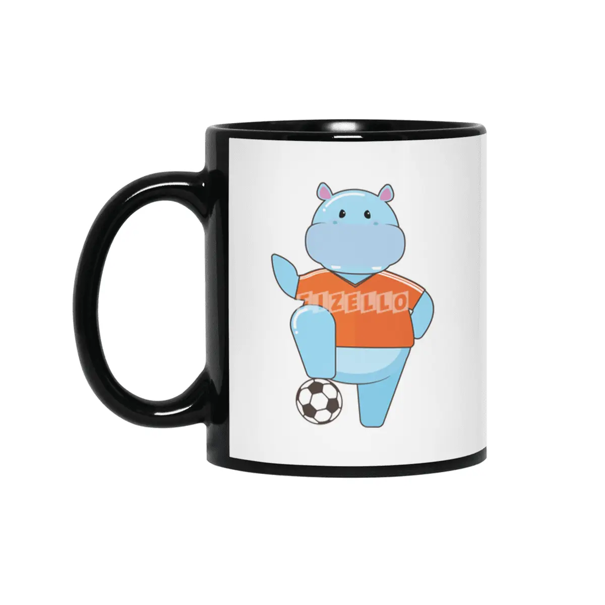 Hippo as Soccer player with Soccer ball Siyah Kupa