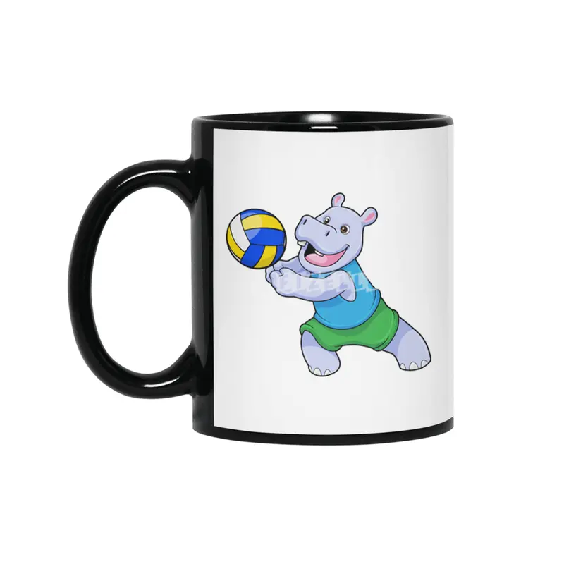 Hippo as Volleyball player with Volleyball Siyah Kupa