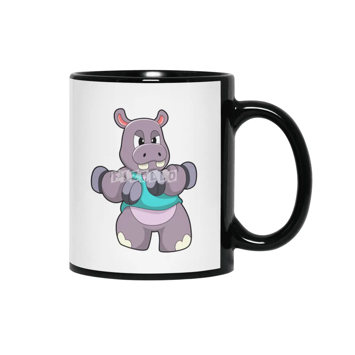 Hippo at Bodybuilding with Dumbbells Siyah Kupa
