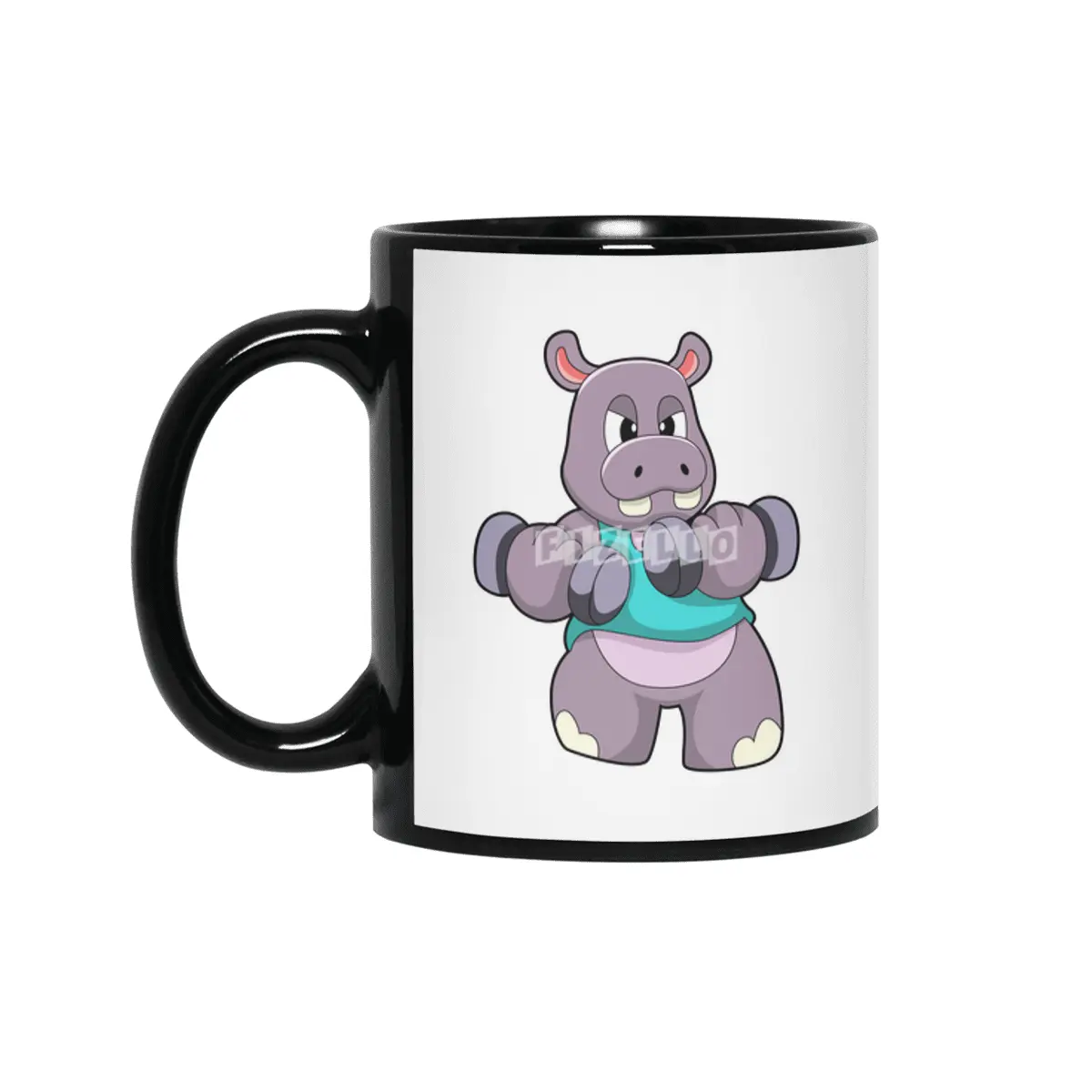 Hippo at Bodybuilding with Dumbbells Siyah Kupa