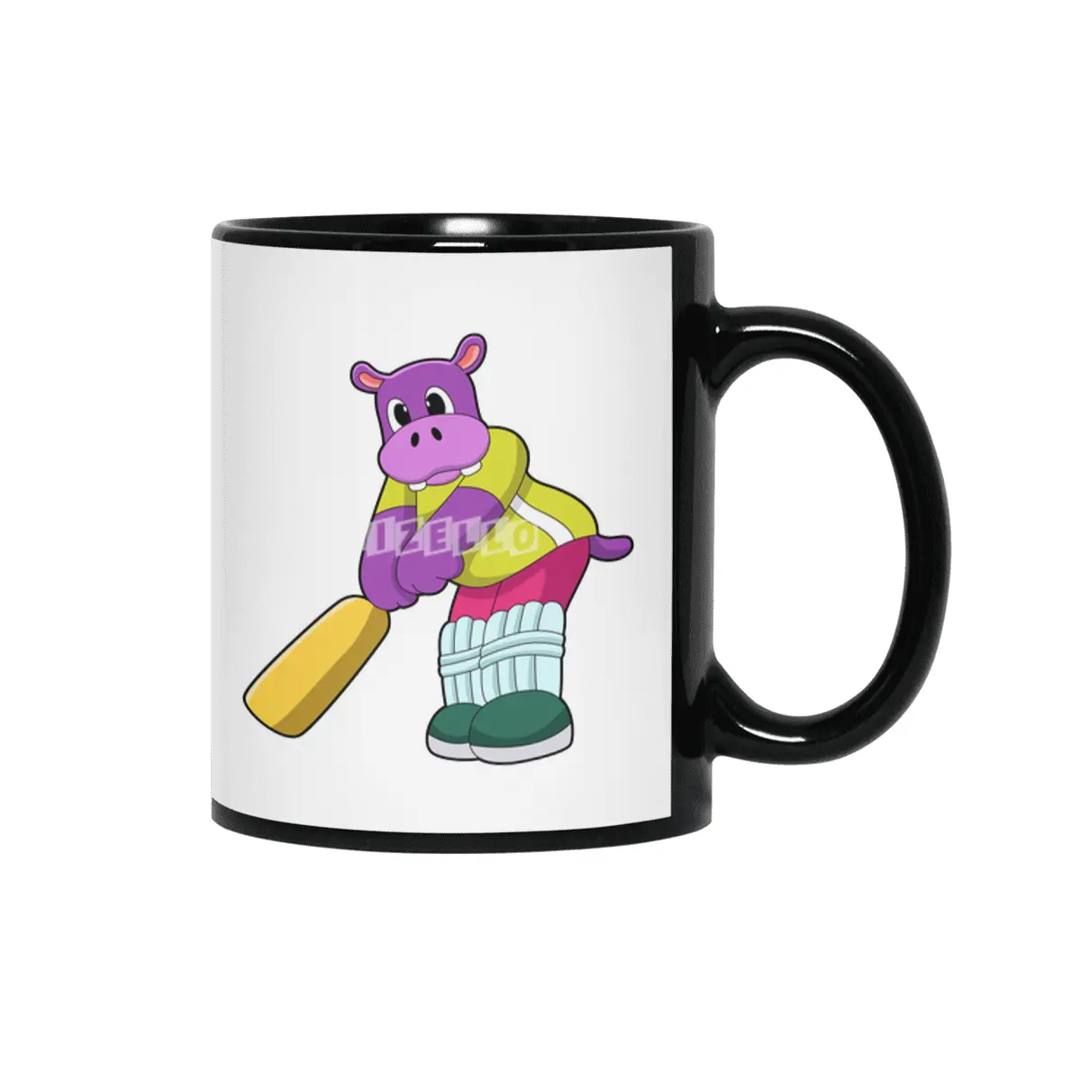 Hippo at Cricket with Cricket bat Siyah Kupa