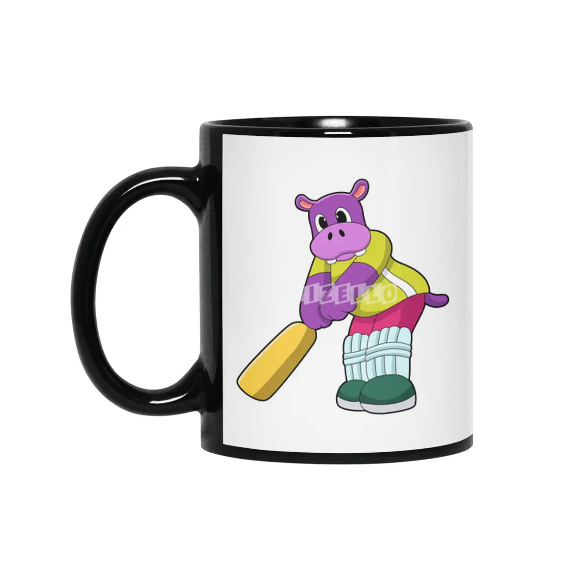 Hippo at Cricket with Cricket bat Siyah Kupa