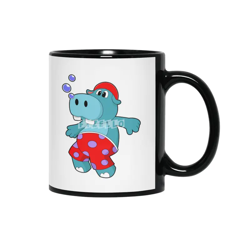 Hippo at Swimming with Swimming trunks Siyah Kupa