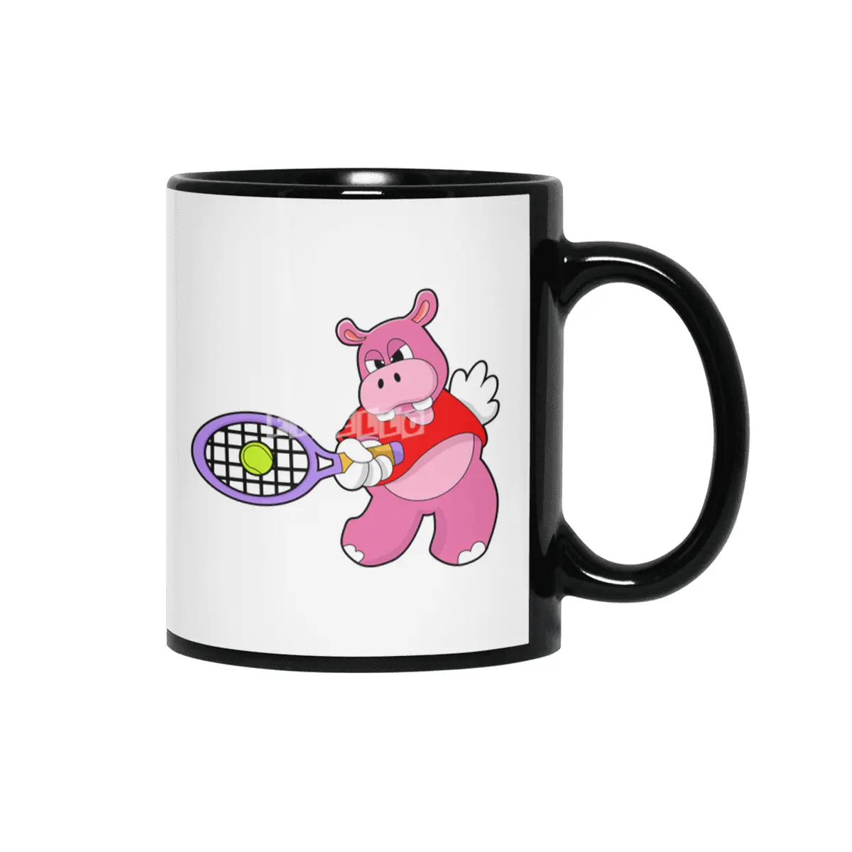 Hippo at Tennis with Tennis racket Siyah Kupa