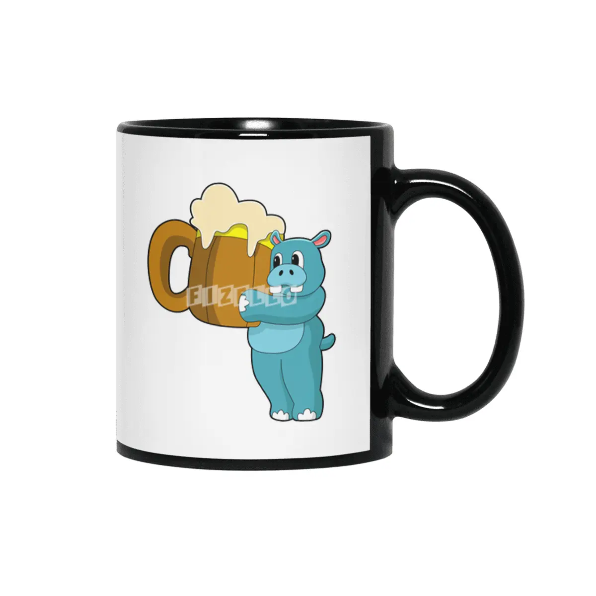 Hippo with Mug of Beer Siyah Kupa