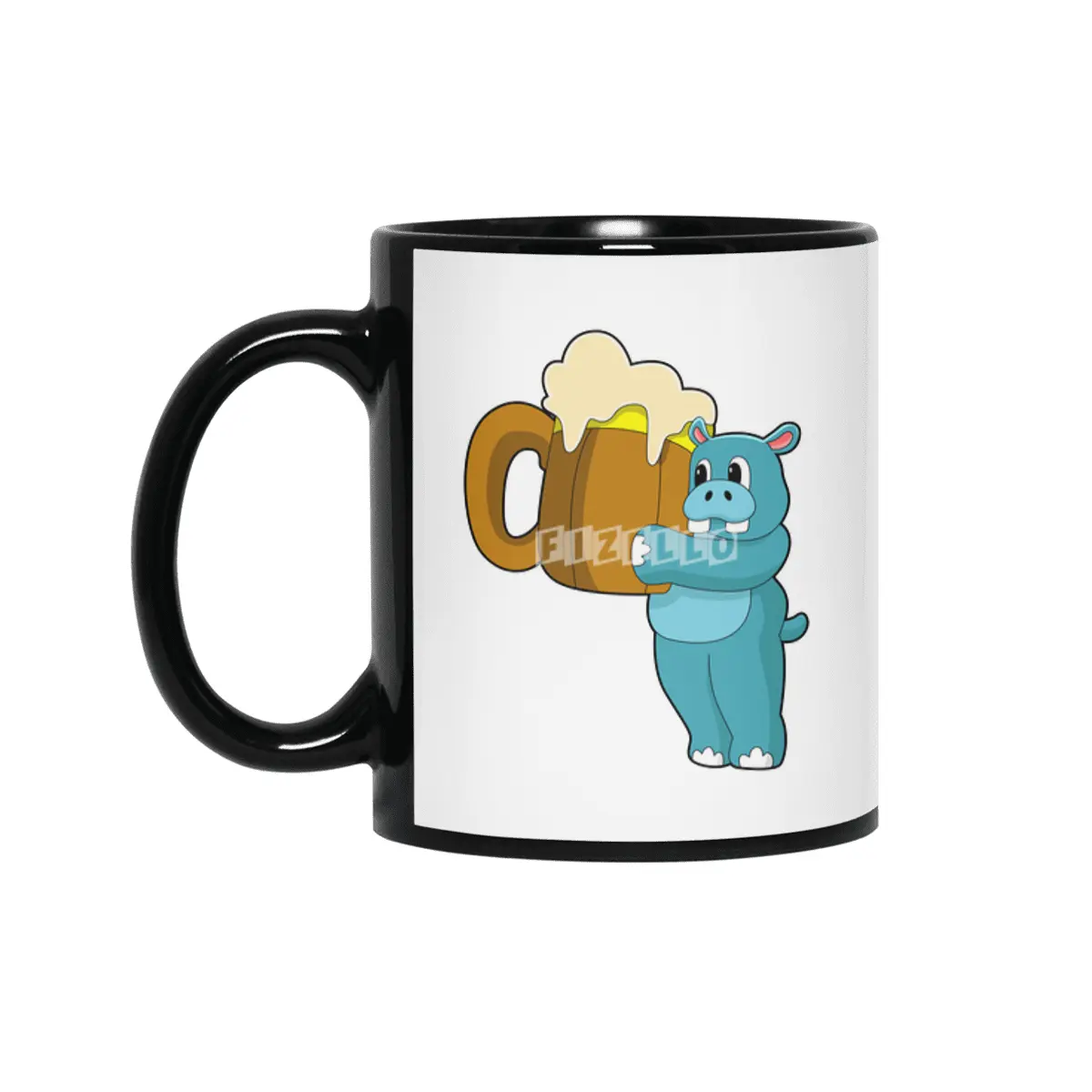 Hippo with Mug of Beer Siyah Kupa
