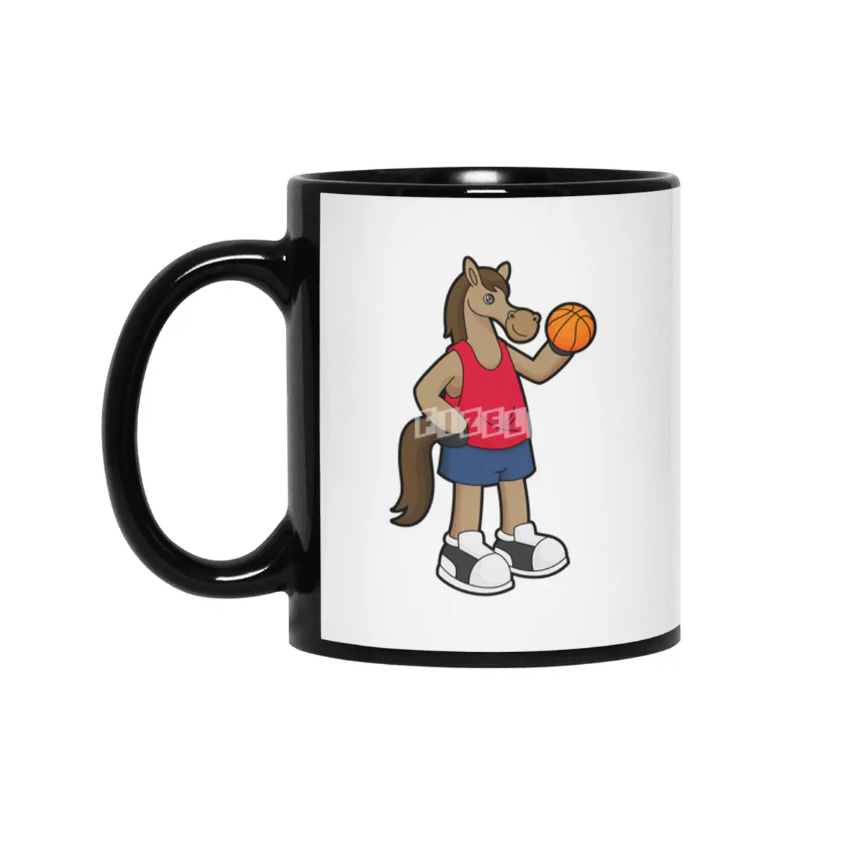 Horse as Basketball player with Basketball Siyah Kupa