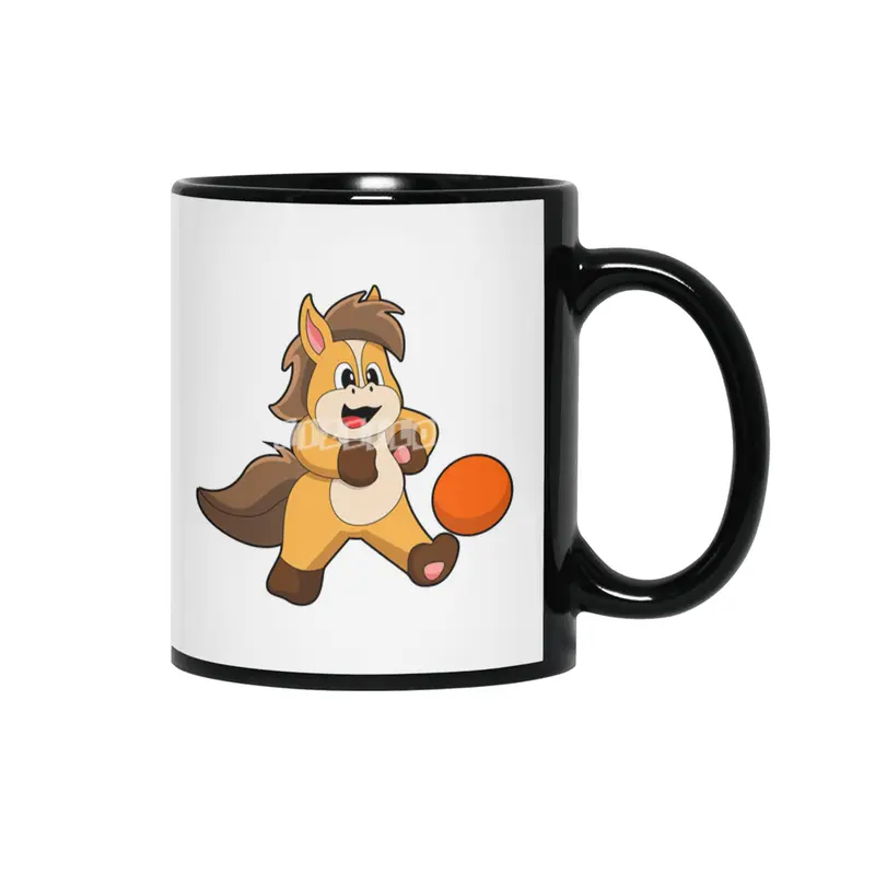 Horse as Soccer player with Soccer ball Siyah Kupa