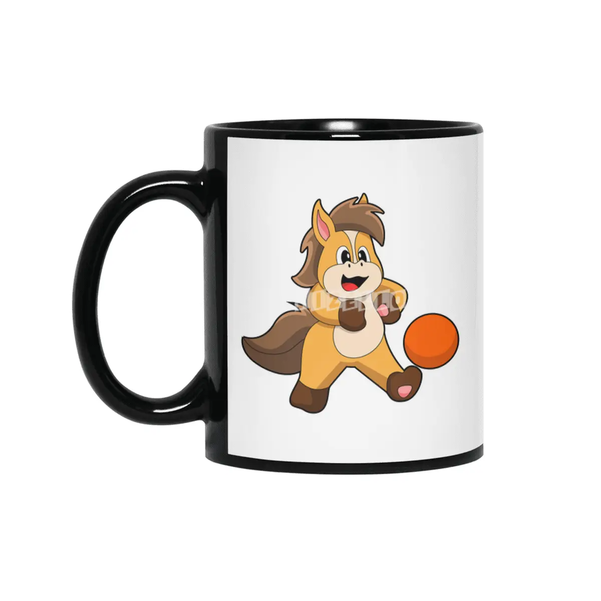 Horse as Soccer player with Soccer ball Siyah Kupa