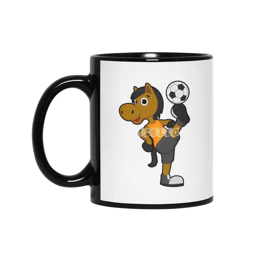 Horse as Soccer player with Soccer ball Siyah Kupa