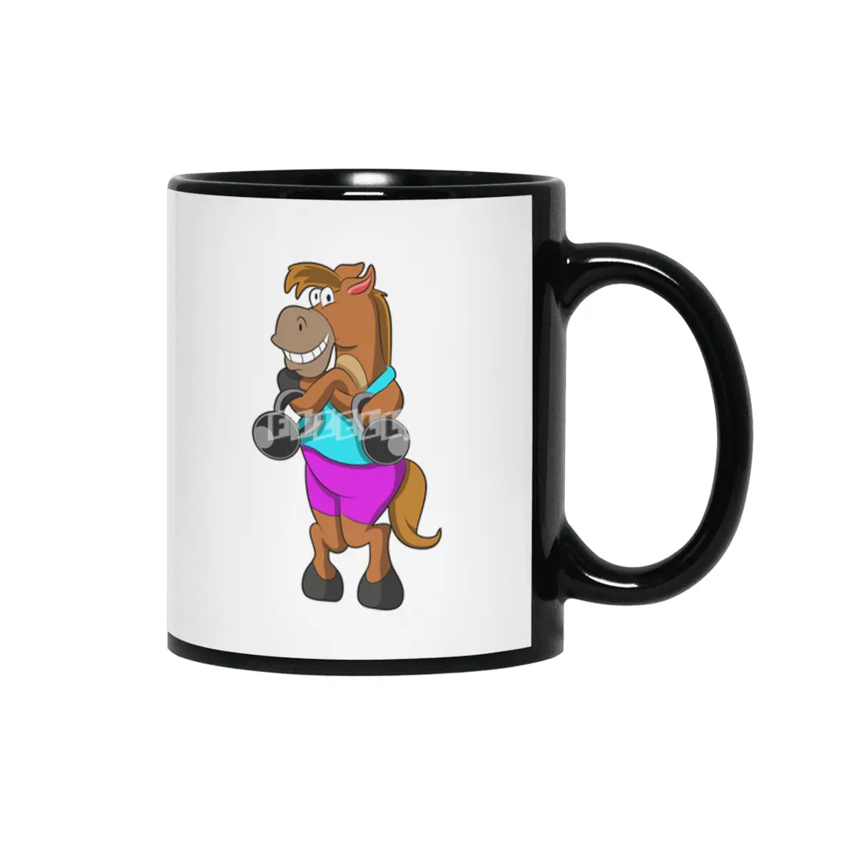 Horse at Laughing with Dumbbells Siyah Kupa