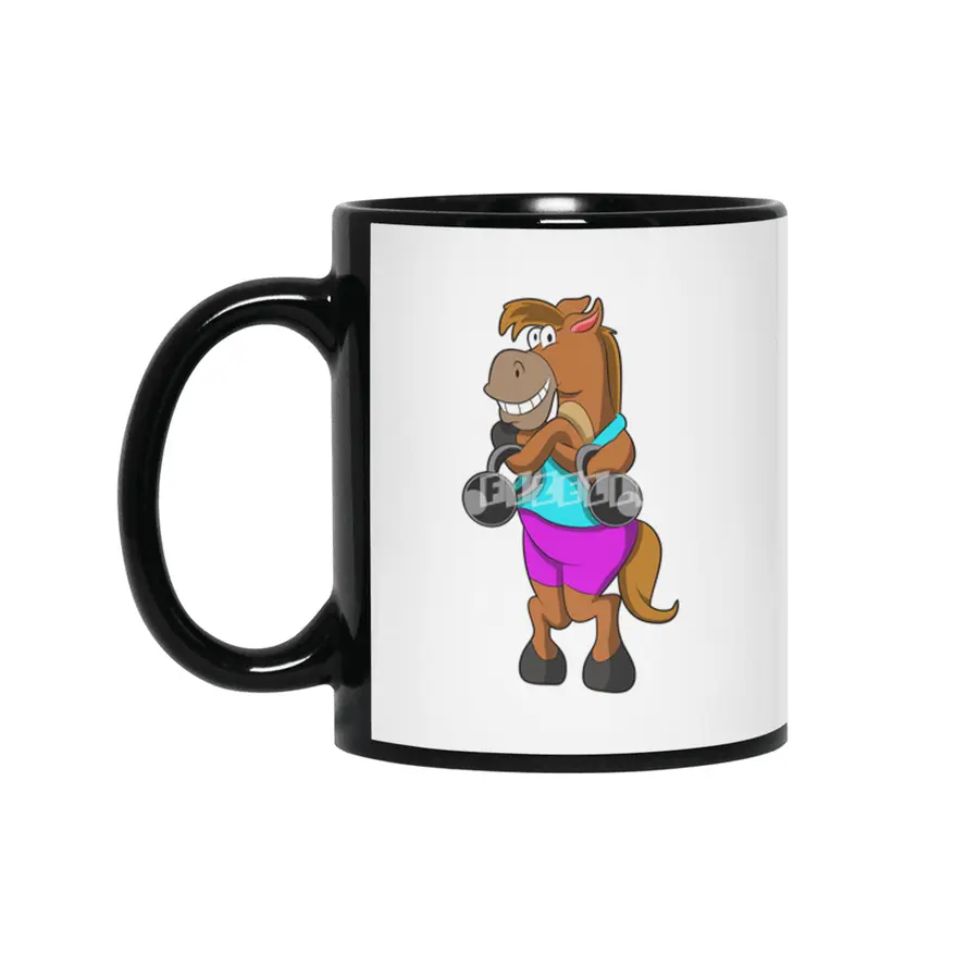 Horse at Laughing with Dumbbells Siyah Kupa