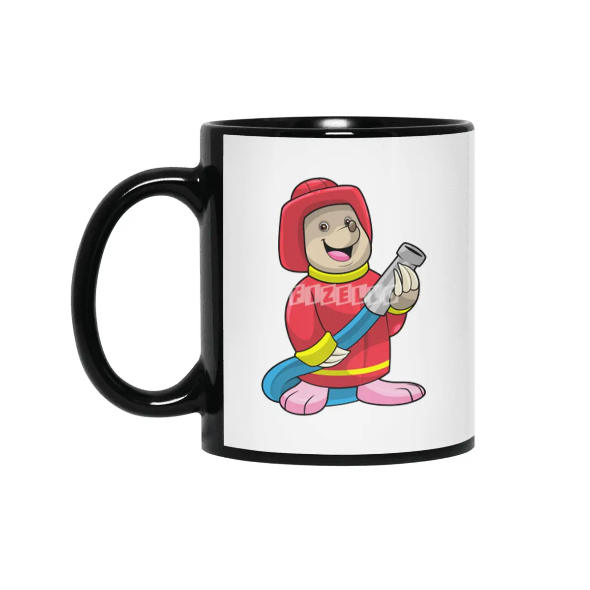 Mole as Firefighter with Hose Siyah Kupa