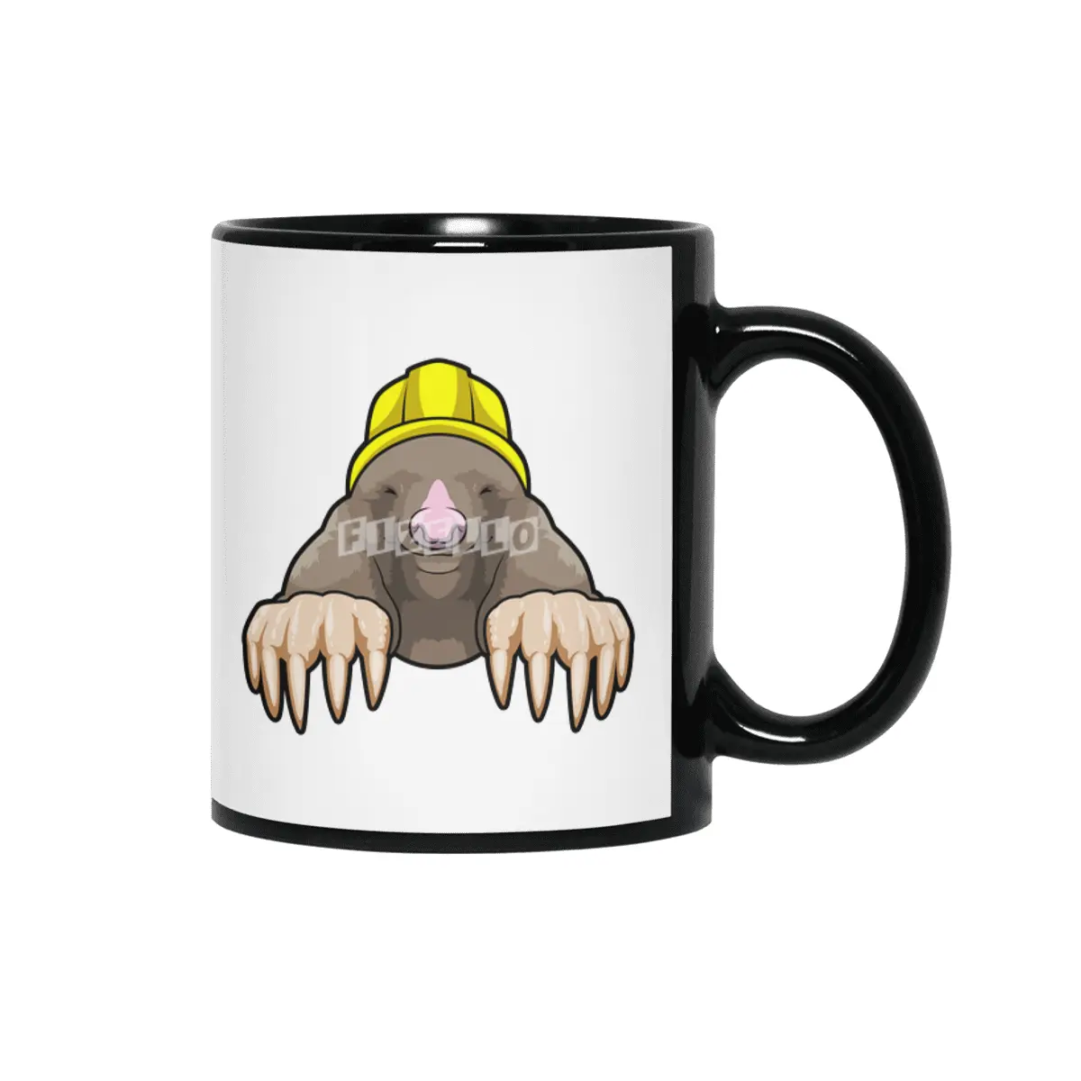 Mole as Miner with Helmet Siyah Kupa