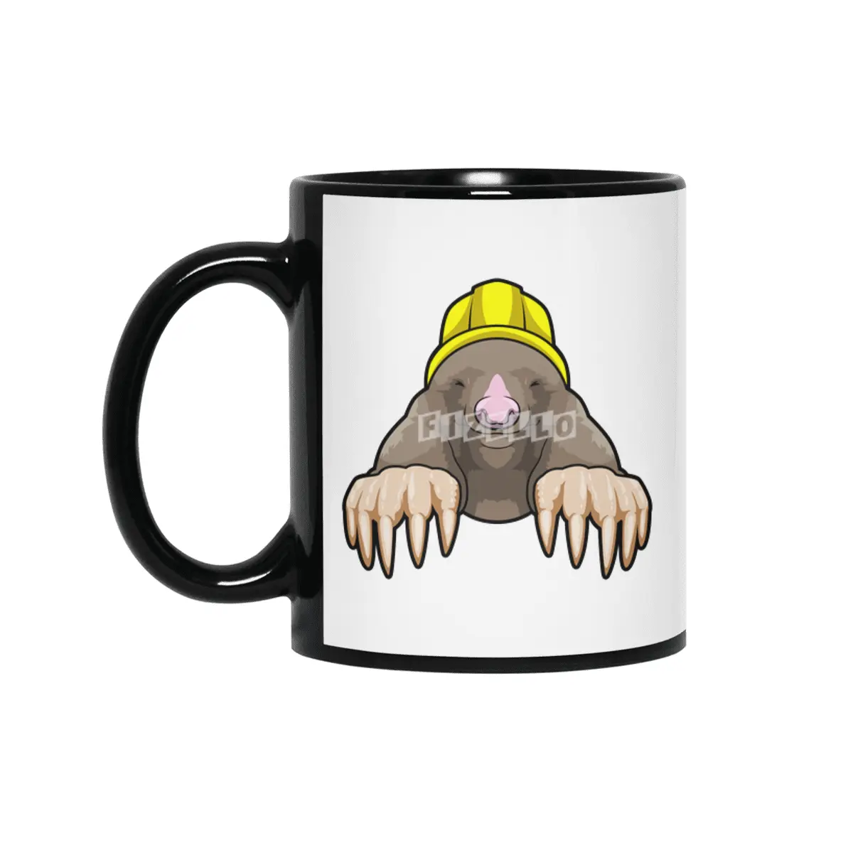 Mole as Miner with Helmet Siyah Kupa