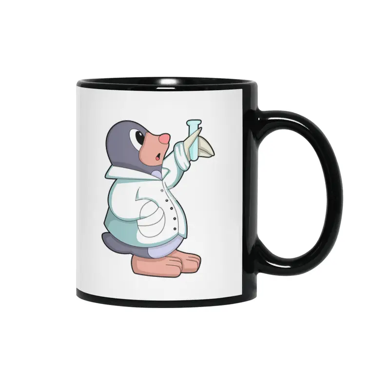 Mole as Scientist with Test tube Siyah Kupa