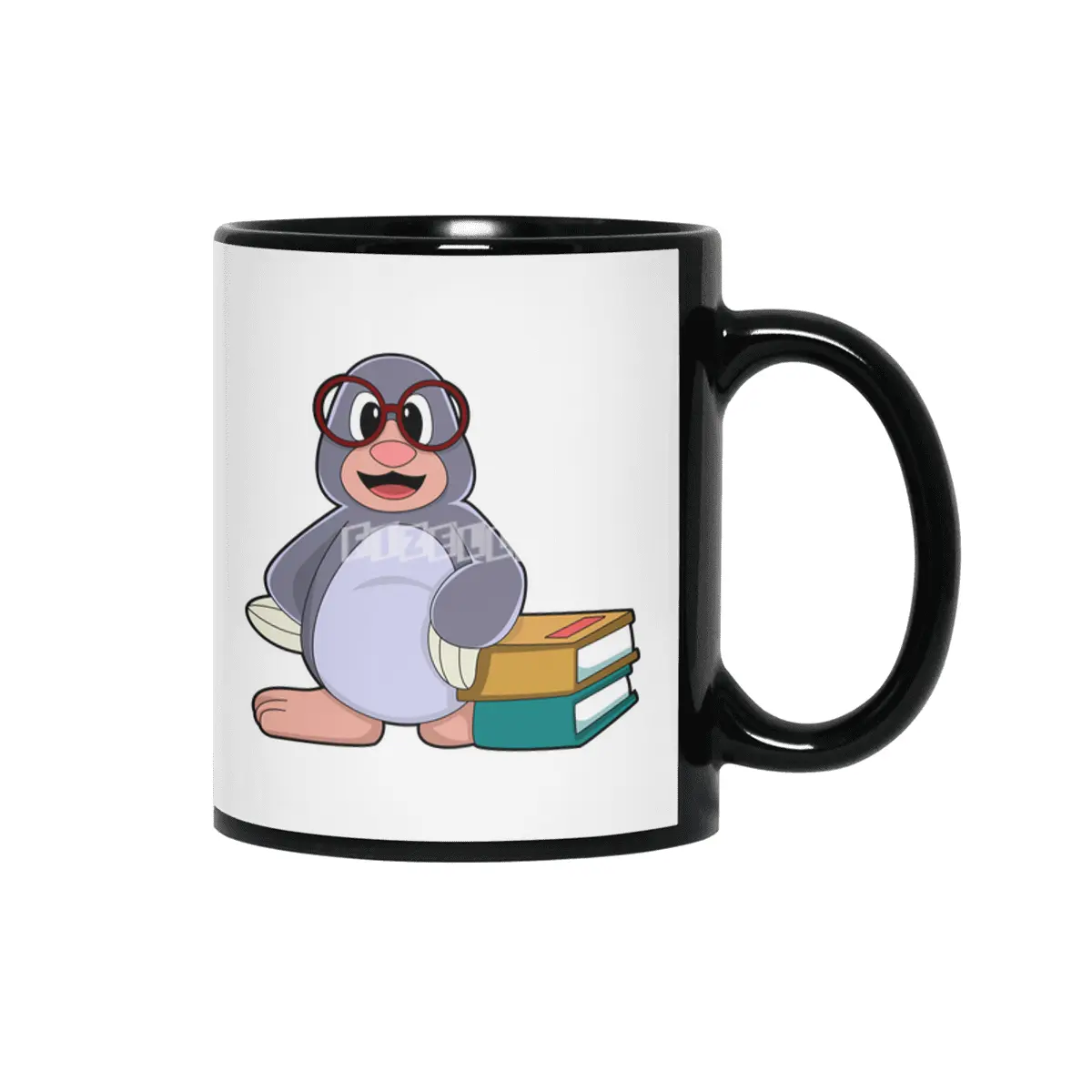 Mole with Glasses & Books Siyah Kupa