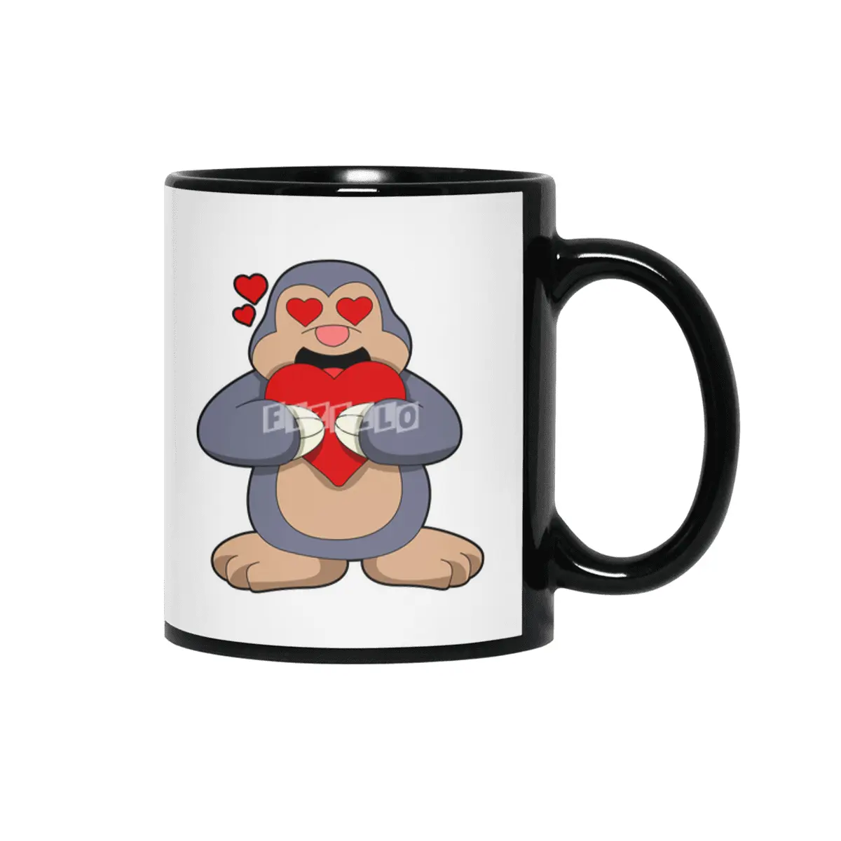 Mole with Heart Siyah Kupa