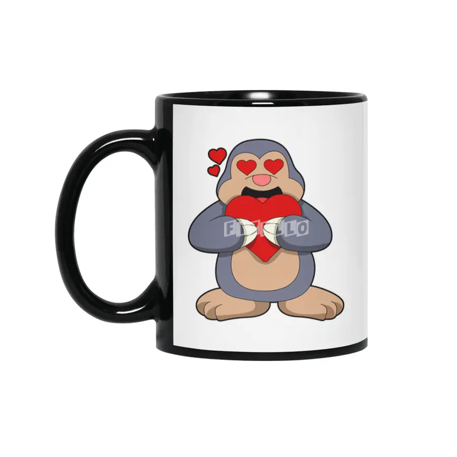 Mole with Heart Siyah Kupa
