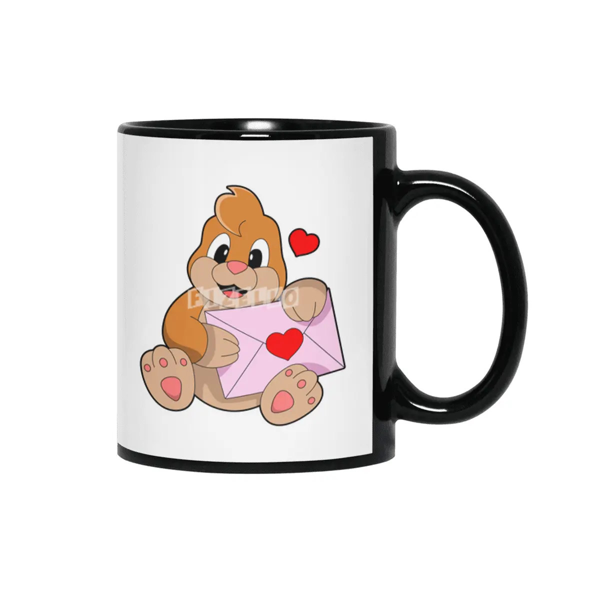 Mole with Heart Envelope Siyah Kupa
