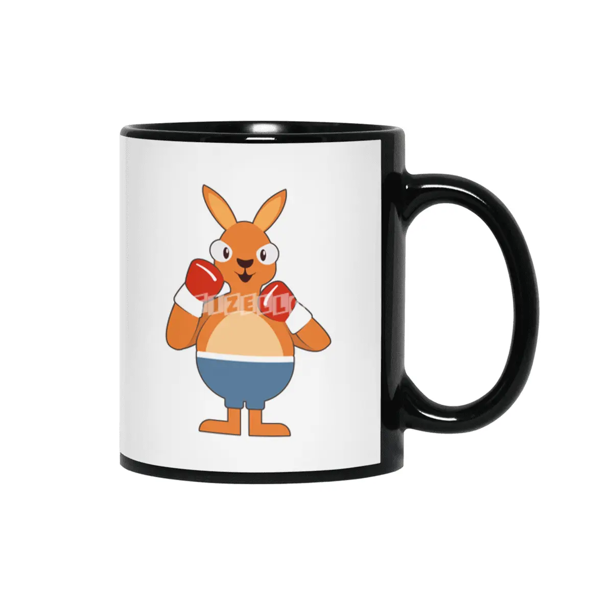 Kangaroo as Boxer with Boxing gloves Siyah Kupa
