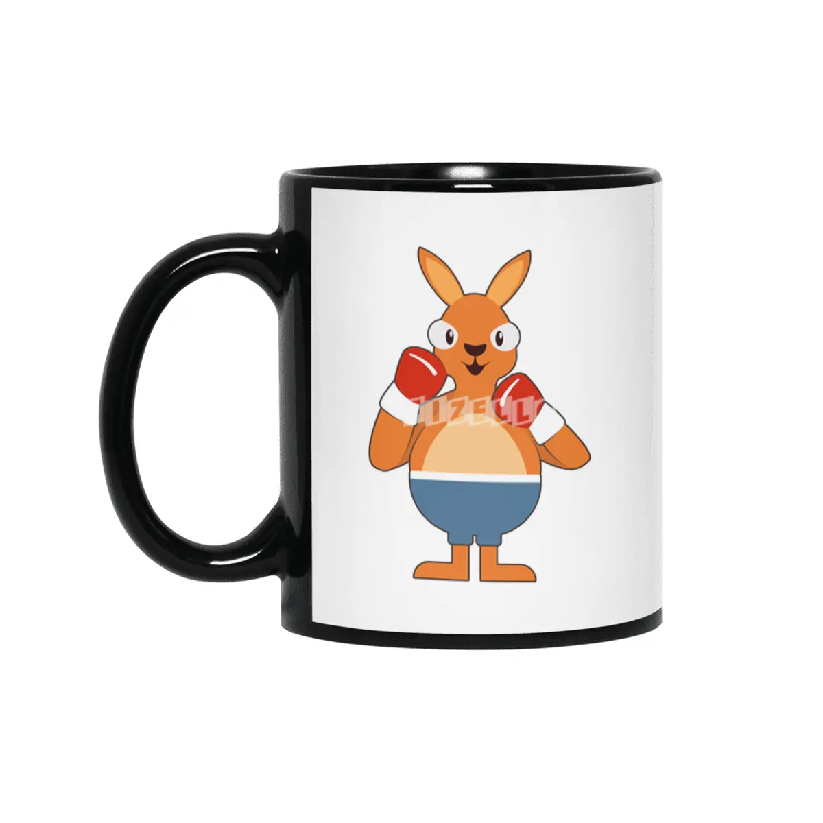 Kangaroo as Boxer with Boxing gloves Siyah Kupa