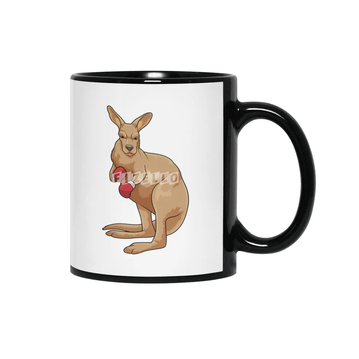 Kangaroo as Boxer with Boxing gloves Siyah Kupa