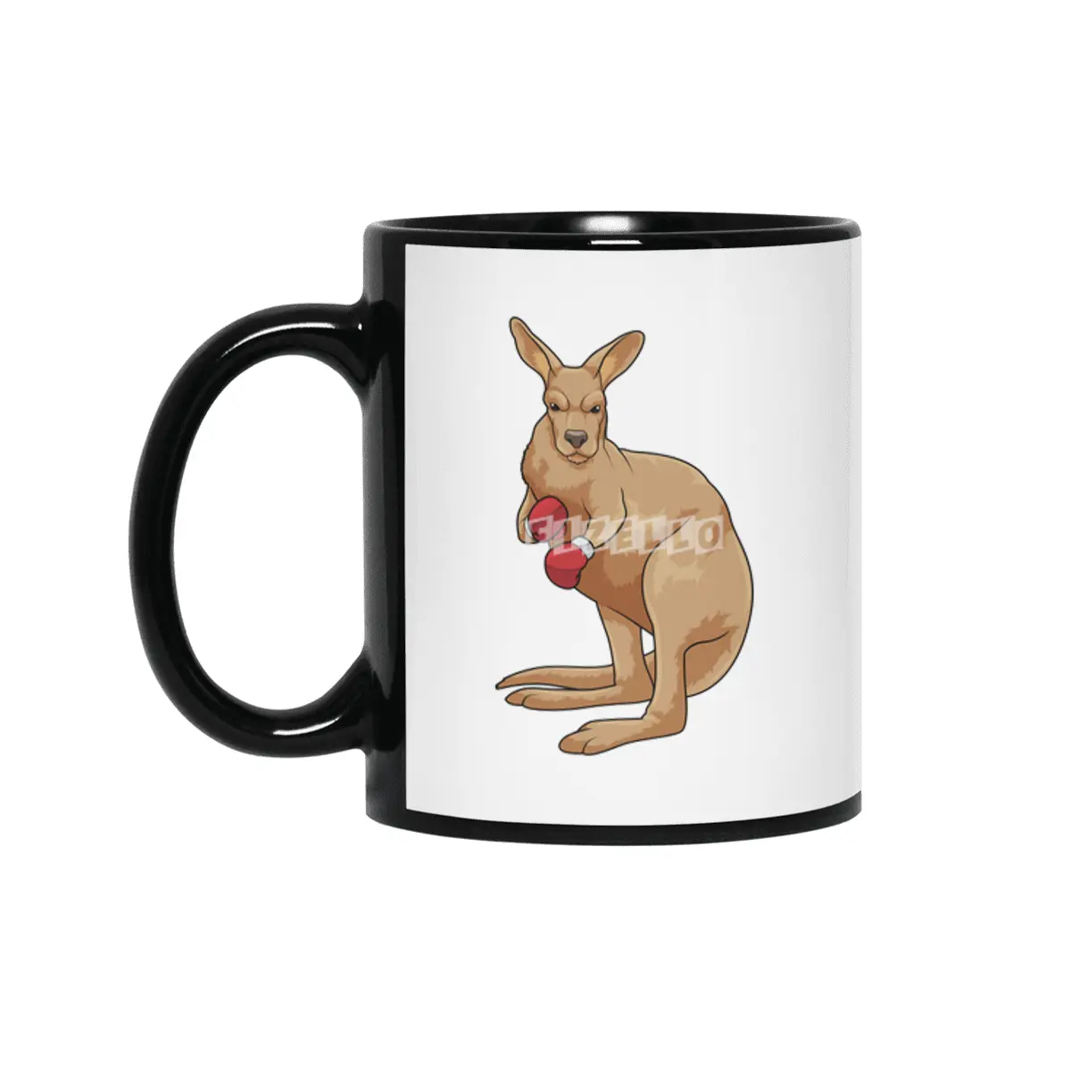 Kangaroo as Boxer with Boxing gloves Siyah Kupa