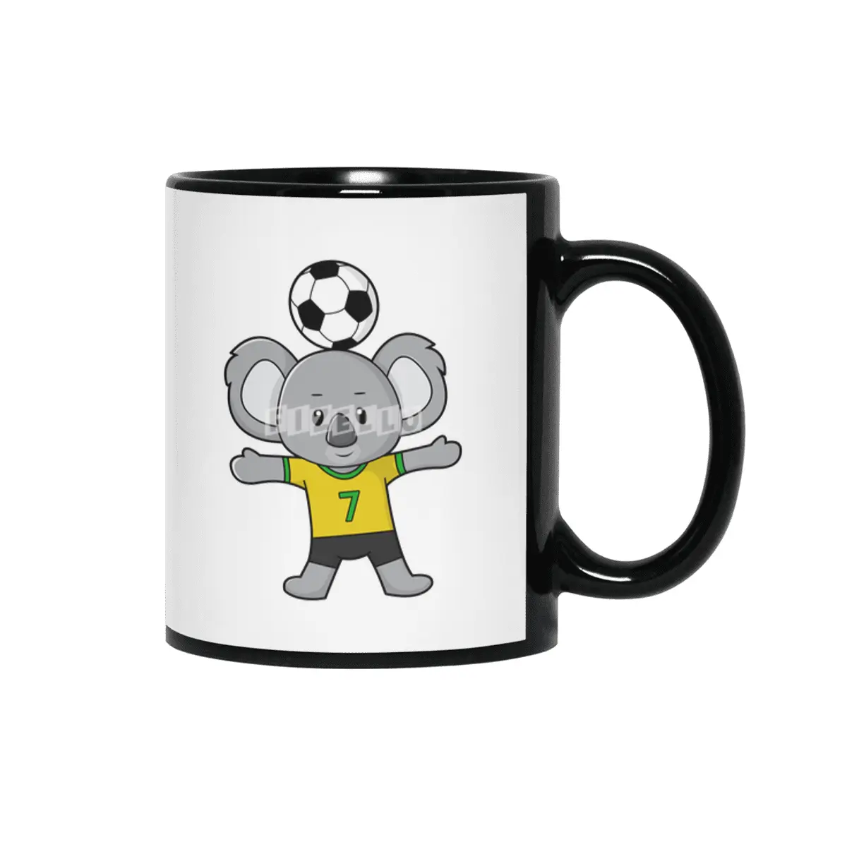 Koala as Soccer player with Soccer ball Siyah Kupa