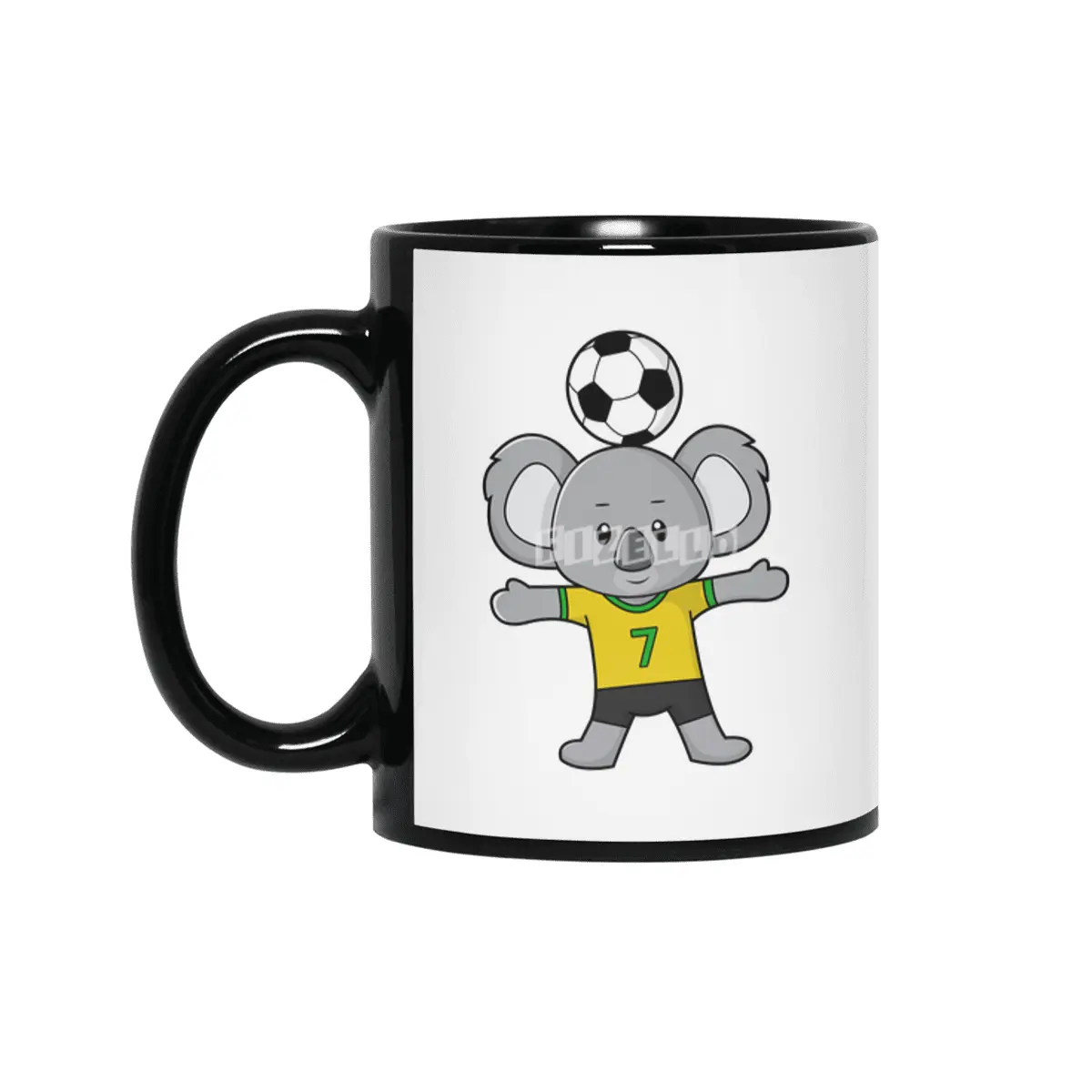 Koala as Soccer player with Soccer ball Siyah Kupa