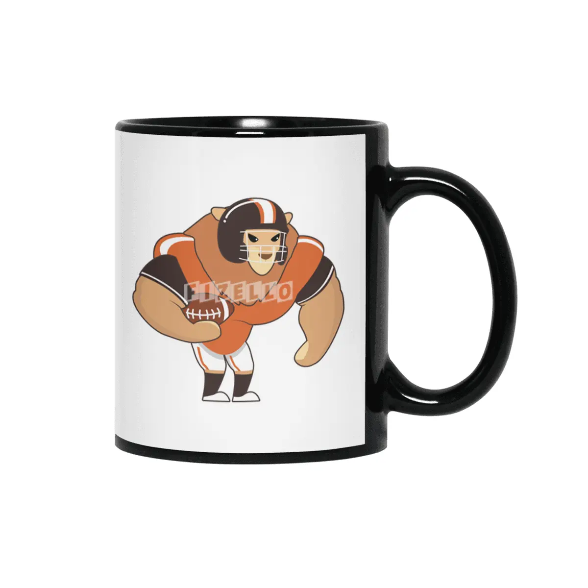 Lion as Football player with Football Siyah Kupa