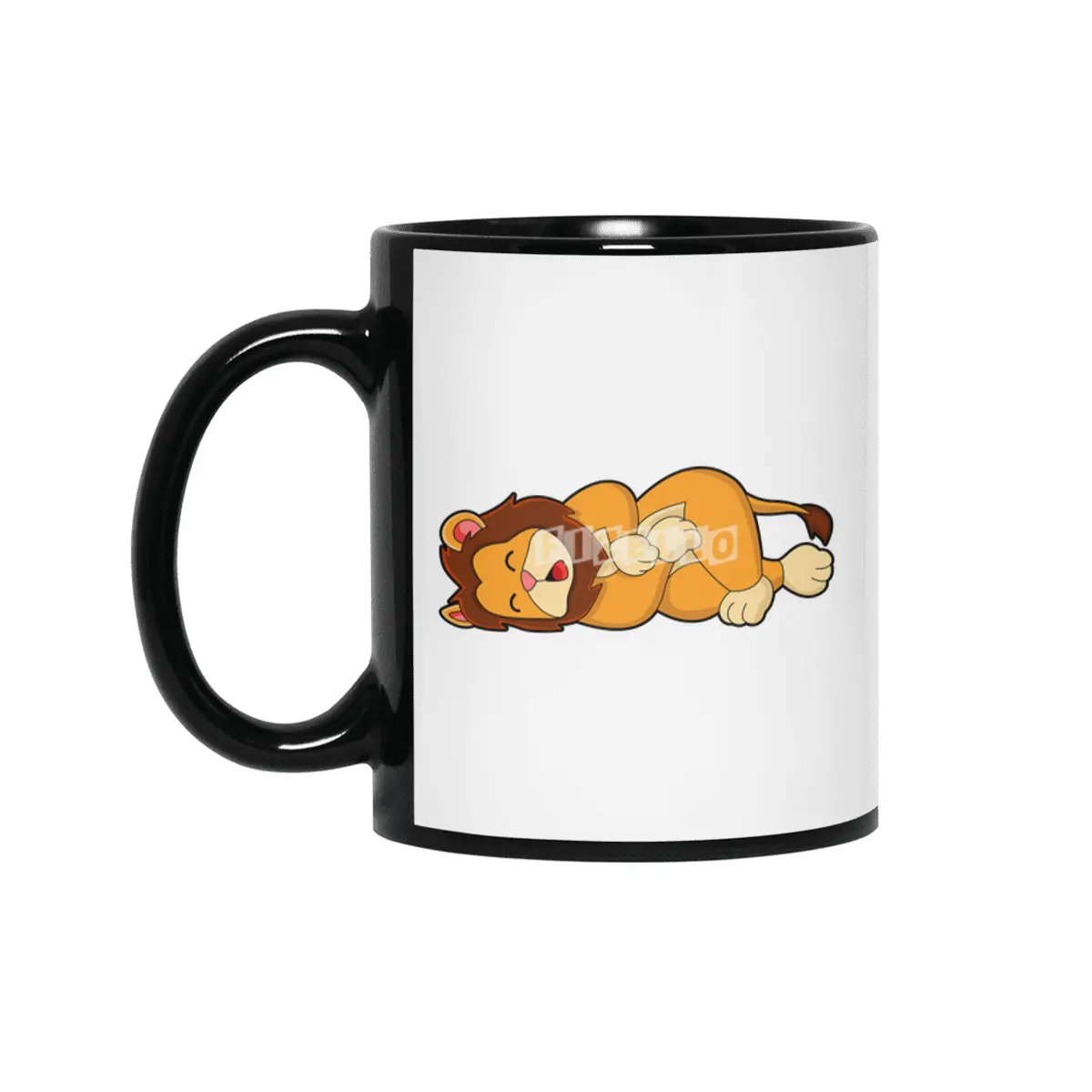 Lion at Sleeping Siyah Kupa